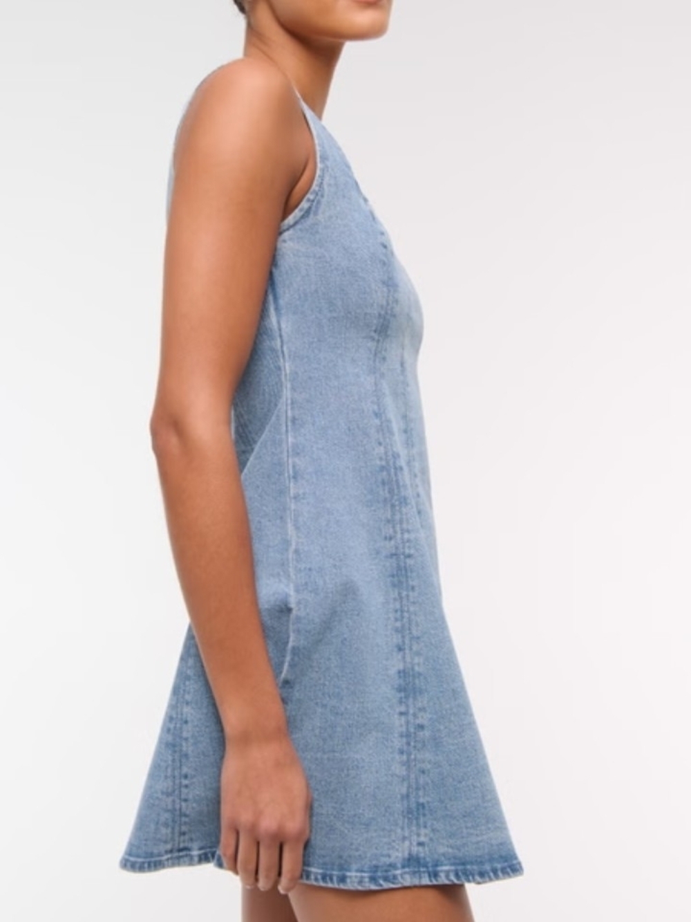 Abercrombie & Fitch Mila Squareneck Denim Mini Dress In Medium Wash - M - Picture 4 of 10